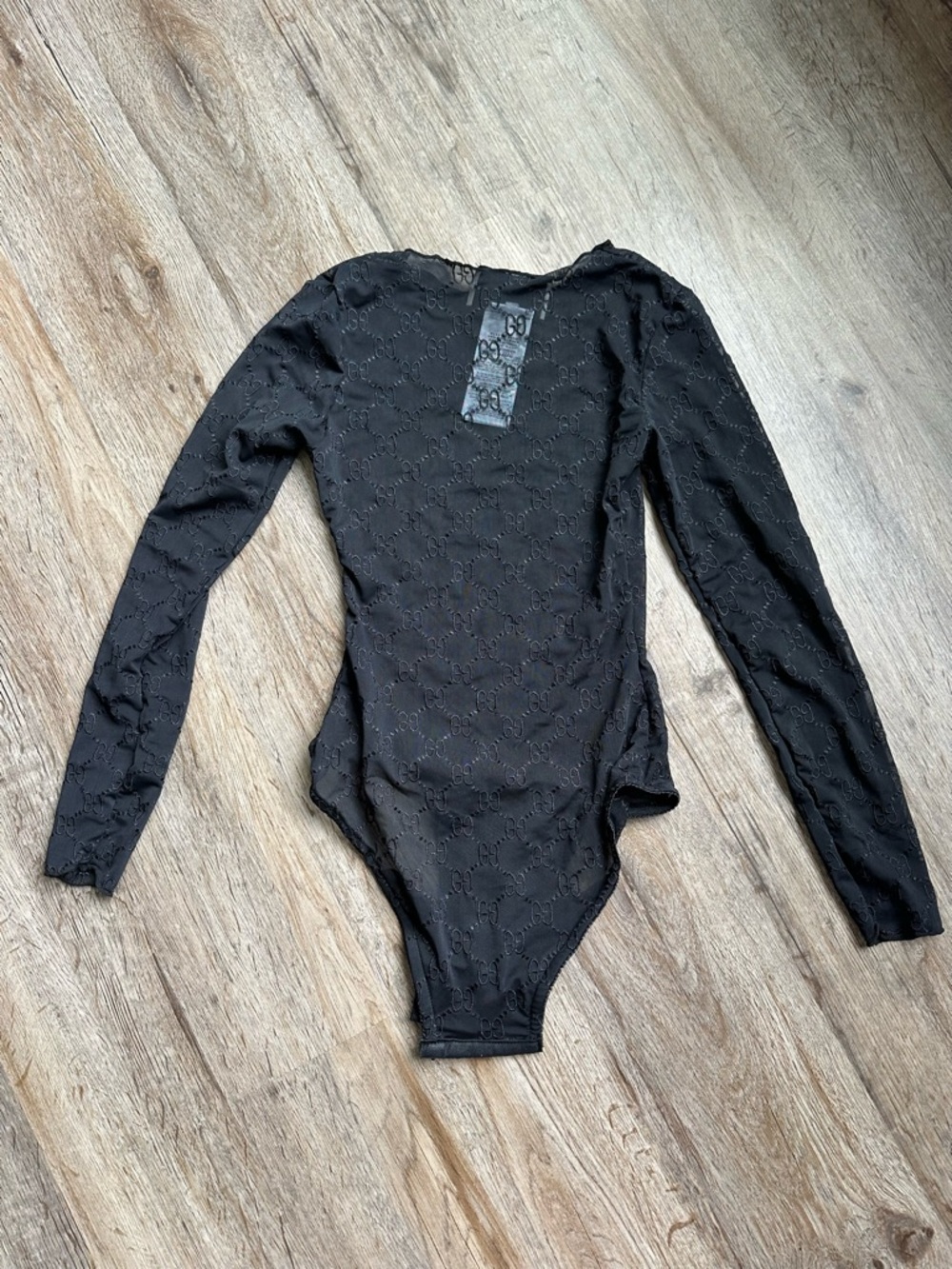 Gucci Black Sheer GG Logo Bodysuit - Picture 3 of 6